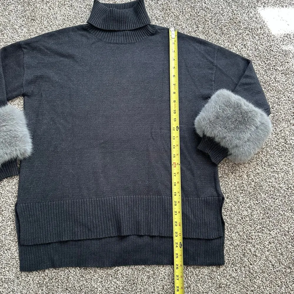 Saks Fifth Avenue dark gray turtleneck knit sweater size S - Image 7