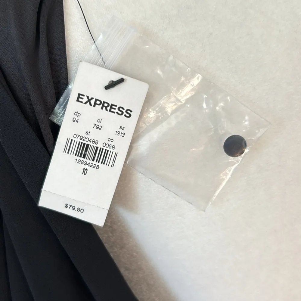 NWT Express Chiffon Mini Dress Mesh Front Open Back LBD Size 10 Formal Date Nigh - Image 11
