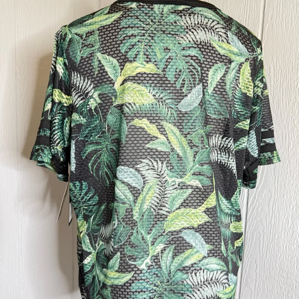 Bebe Sport Tropical Leaf Print Top - Image 4