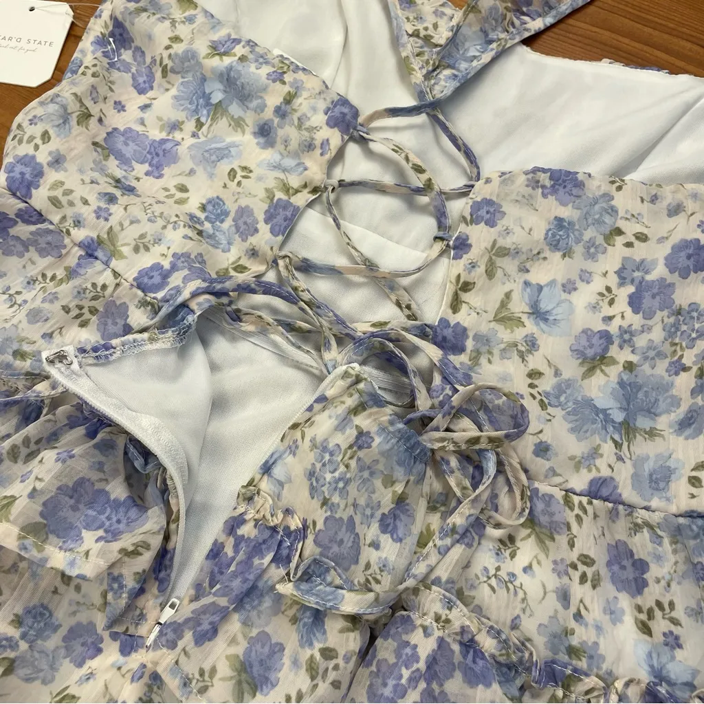 Altard State Sydney Mini Tiered Ruffle Fit & Flare Dress Flutter Sleeve XL FLAW - Image 6