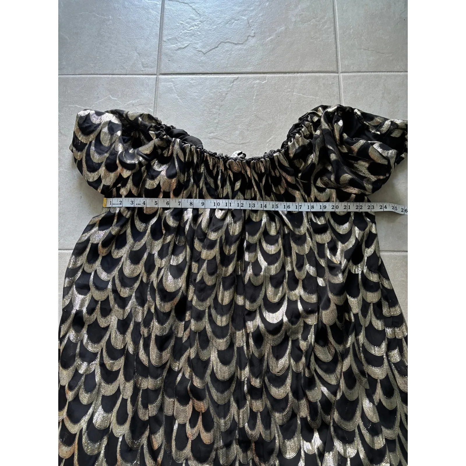 Delfi Mini Dress Women 1XL Black Gold Silk Off Shoulder NYE Party Cocktail Event Size 1X - Image 6