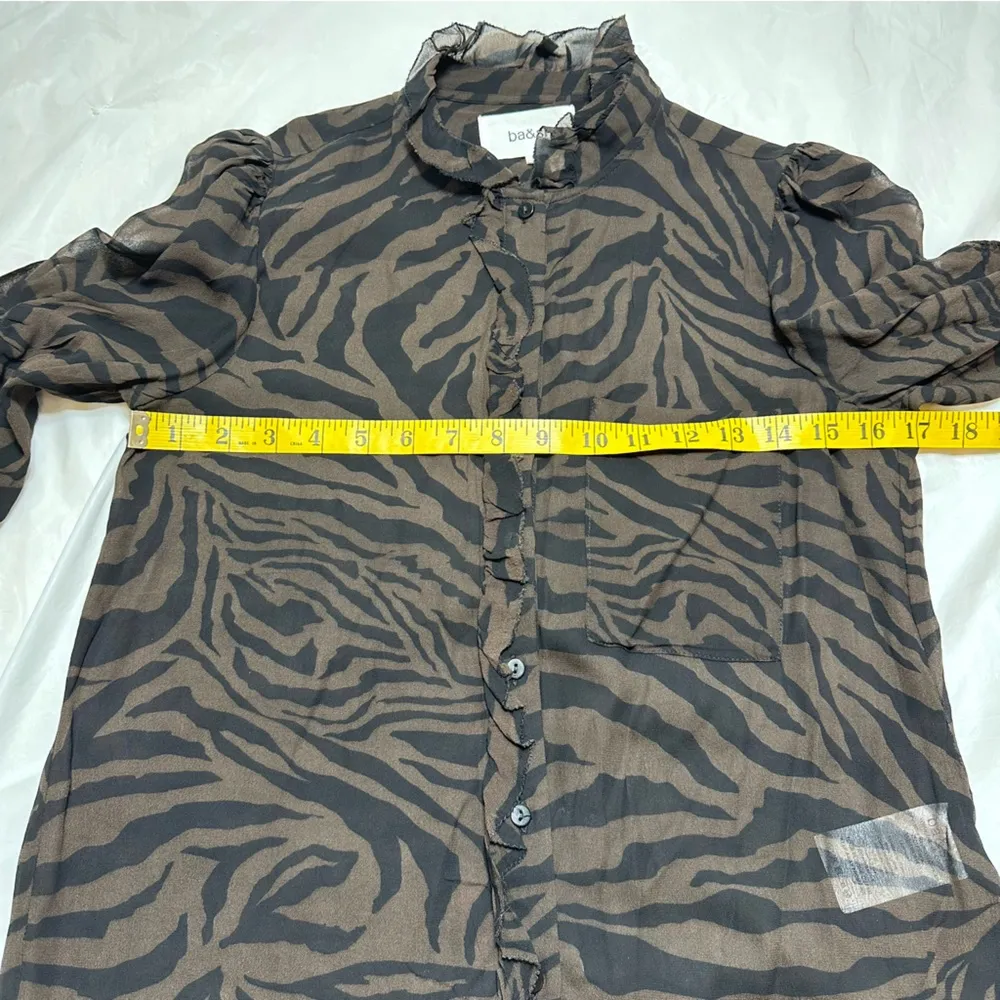 Sisco Zebra-Print Naturel 3/4 sleeve Blouse sz XS - Image 15