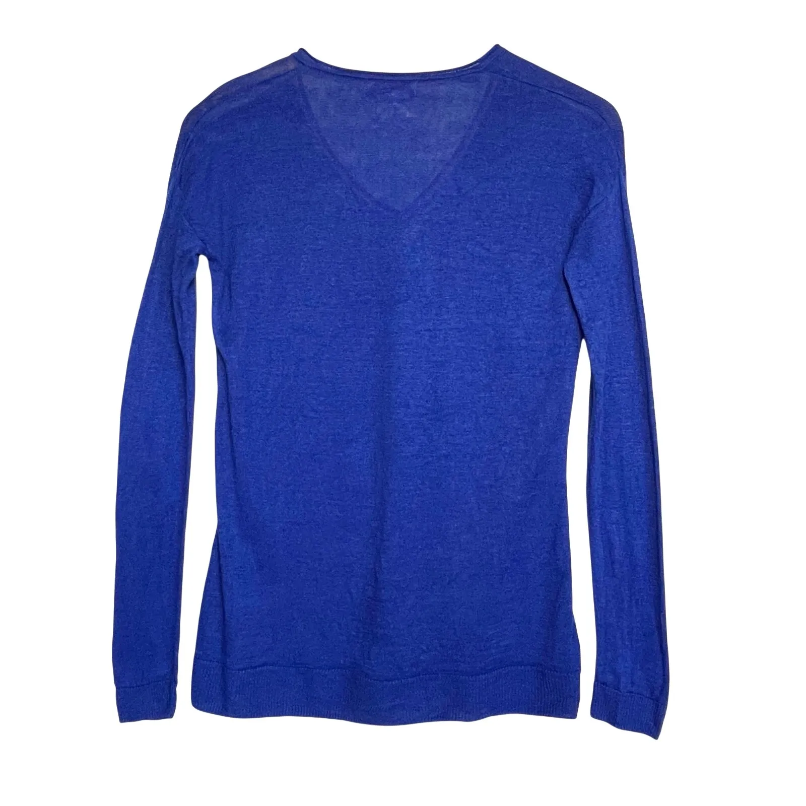 LILLY PULITZER Women’s Liesel Cobalt Blue Vneck Linen Sweater XS - Image 5