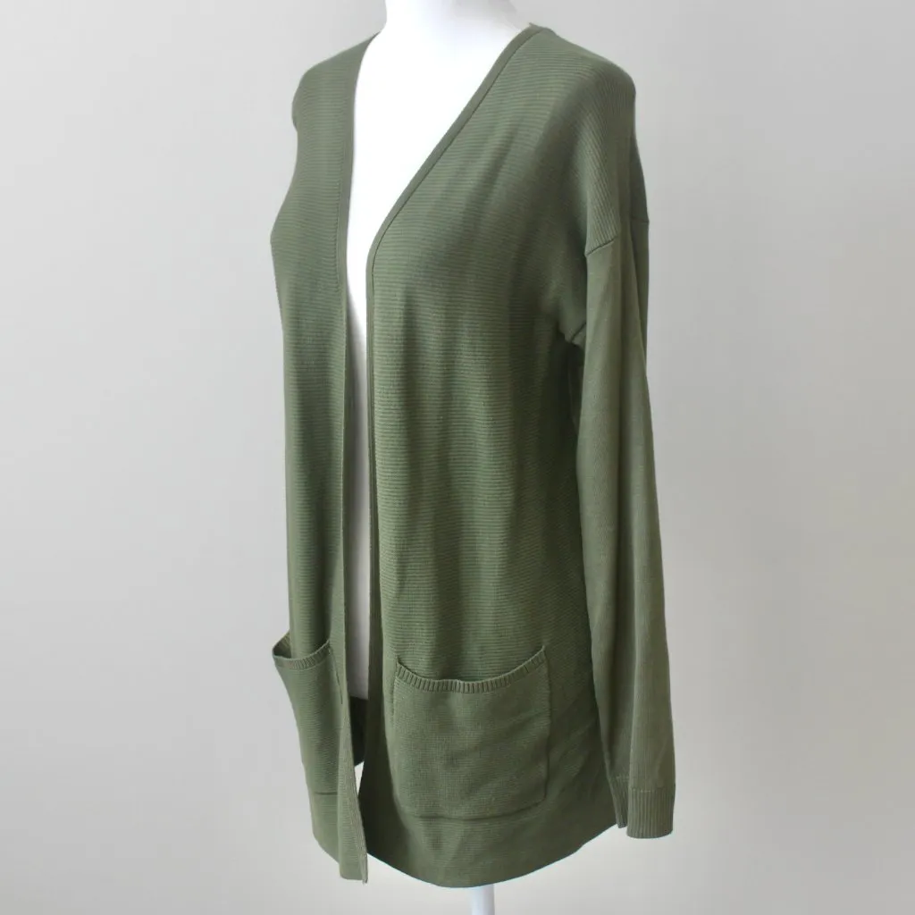 Time and Tru Olive Green Casual Open Long - Image 2