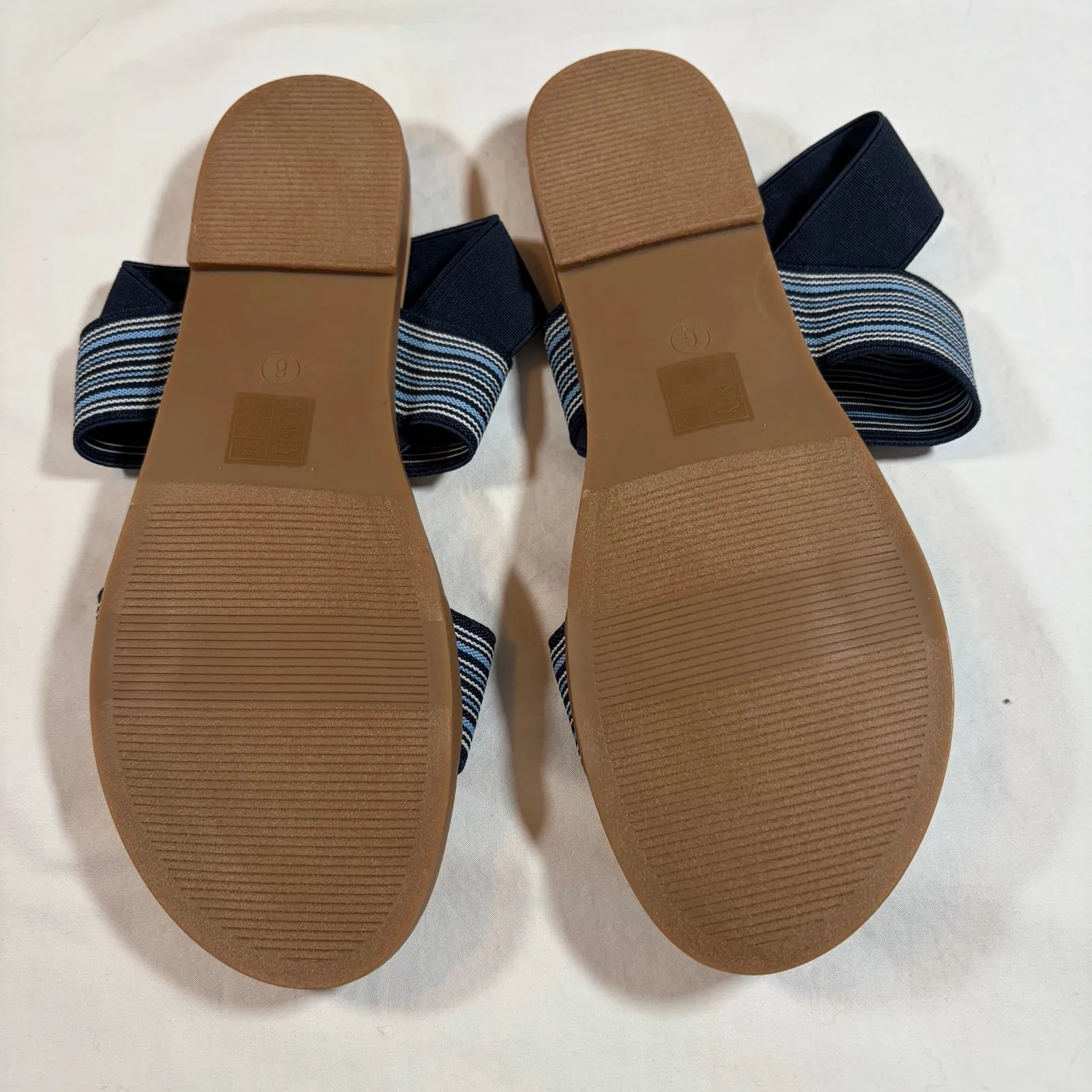 Market & Spruce blue striped elastic sandals. Size 6. NWOT. Flats - Image 4