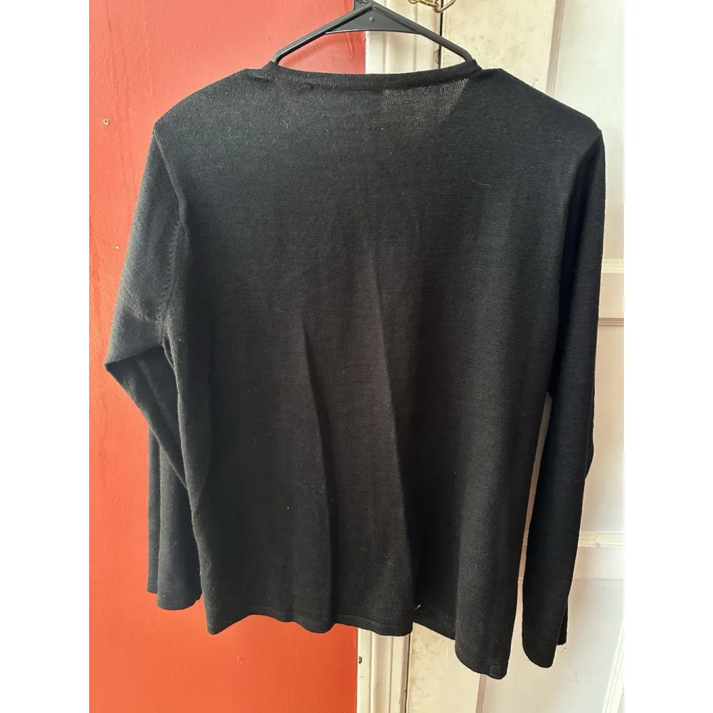 Erika Vintage Embellished Embroidered Sequins Beaded Button Black Cardigan - Image 12