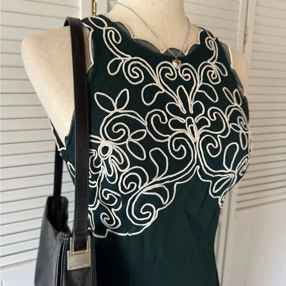 Scott McClintock VTG Emerald Green Side Slit Formal Dress Size 6 - Image 3