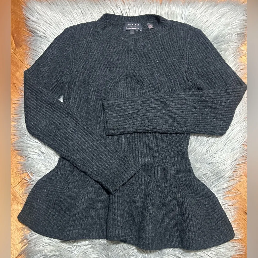 Ted Baker Jariala Stitch Detail Peplum Jumper Sweater Size 0 /US 2 - Image 6