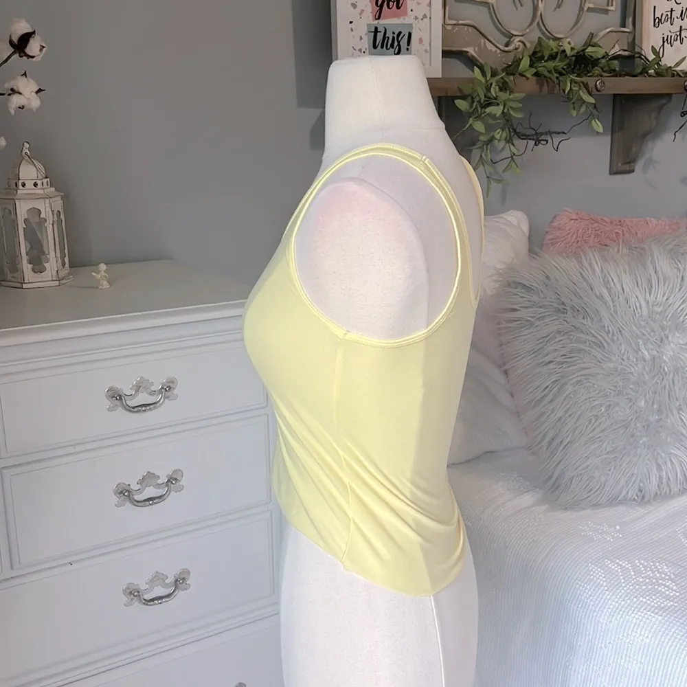 Ultra Soft Cropped Tank Yellow Pastel Stretchy Top Womens XS - Image 6