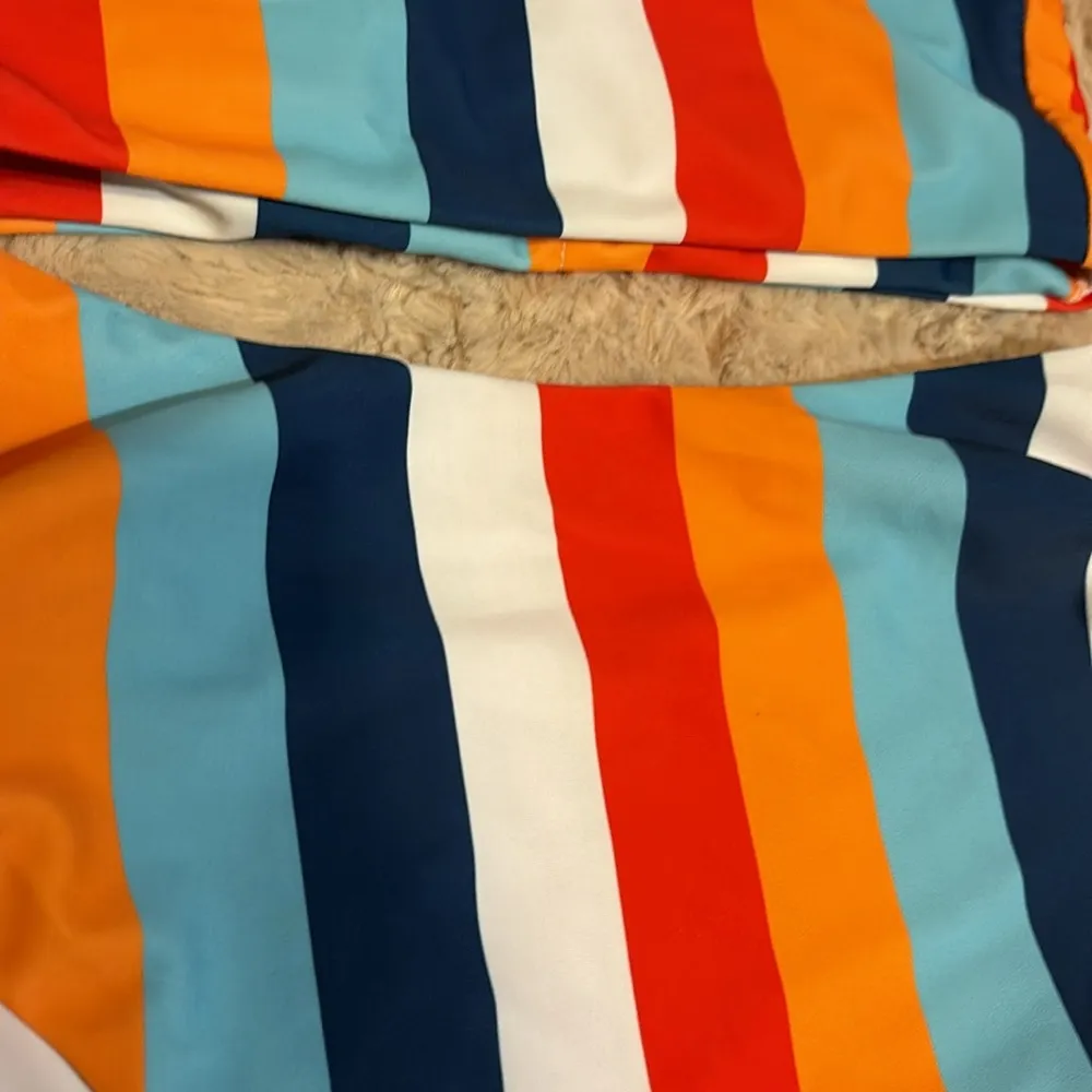 Striped, multicolored, and strapless bikini in size small - Image 10