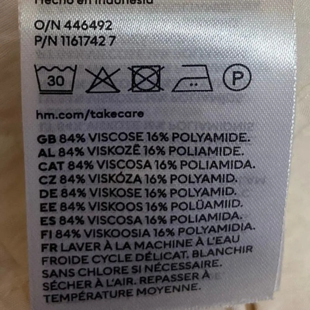 H&M White Collared Deep V Neck Cropped Long Sleeve Wrap Blouse Top Size XS - Image 4