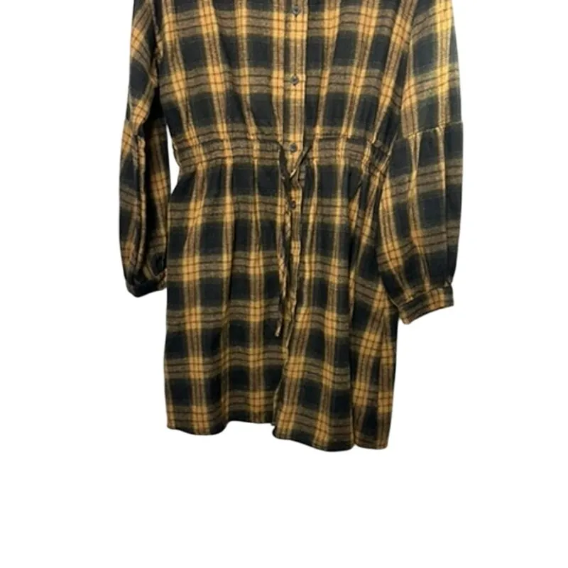 Blooming Jelly Plaid Button Down Elastic Waist Black Rust Dress Size XL NEW - Image 3