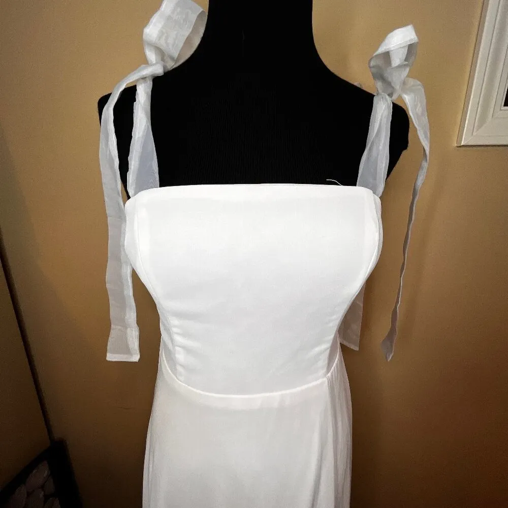 LULUS Radiant Romance White Tie Strap Maxi Dress SZ XS Prom Wedding Formal - Image 5