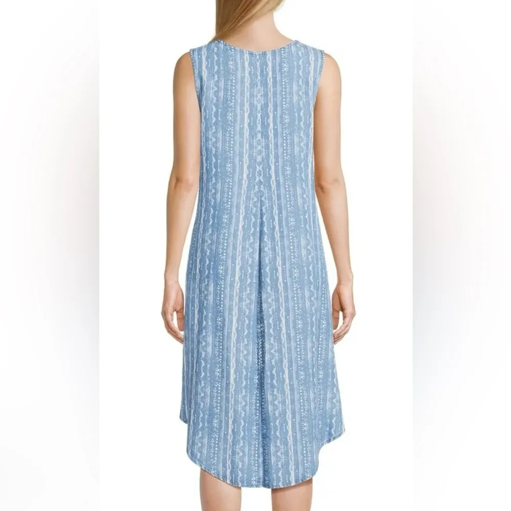 The Pioneer Woman Blue and White V Neck Midi Dress Sz 8 - Image 9