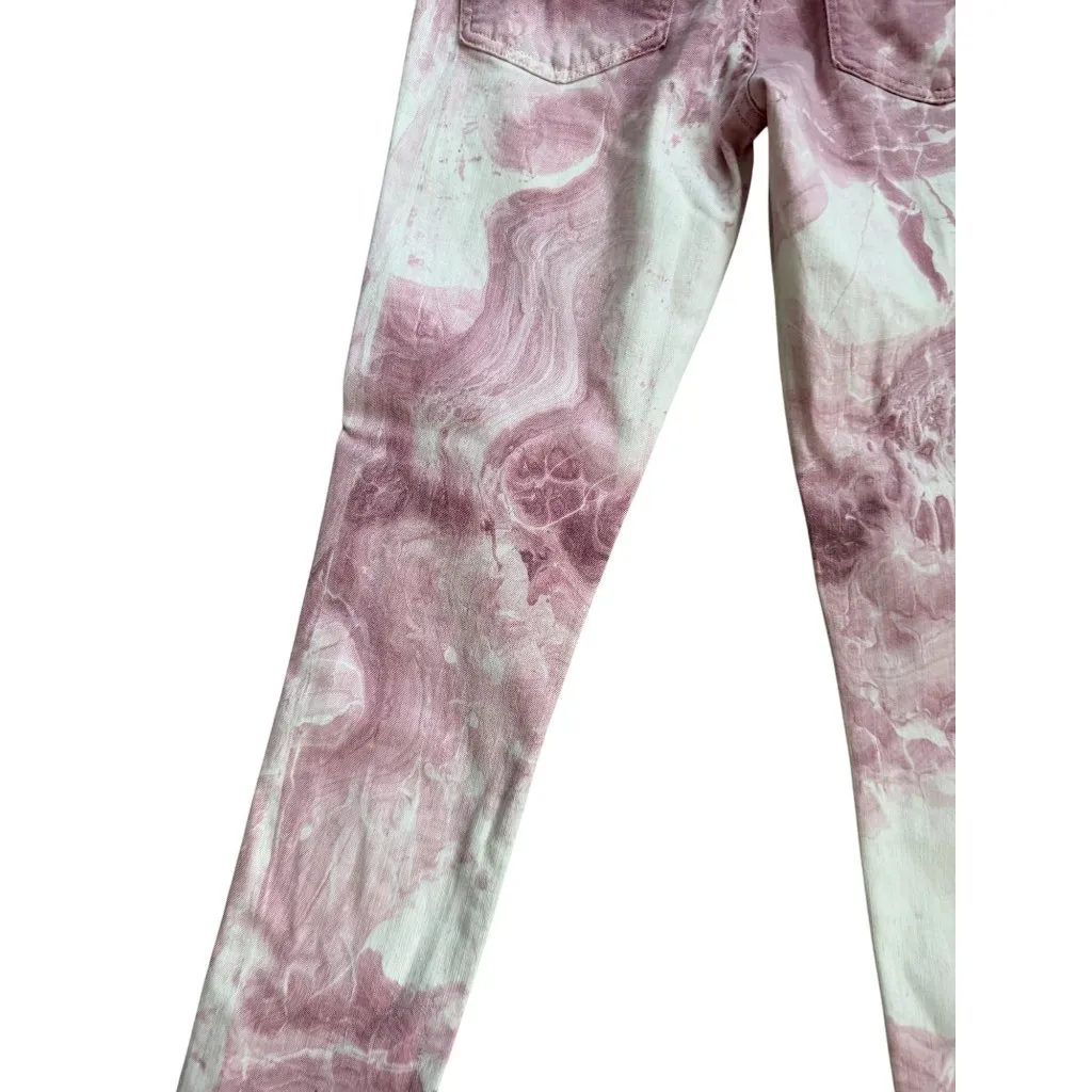 FLYING MONKEY Red White Swirl Dyed Denim Skinny Jeans Size 29 - Image 4