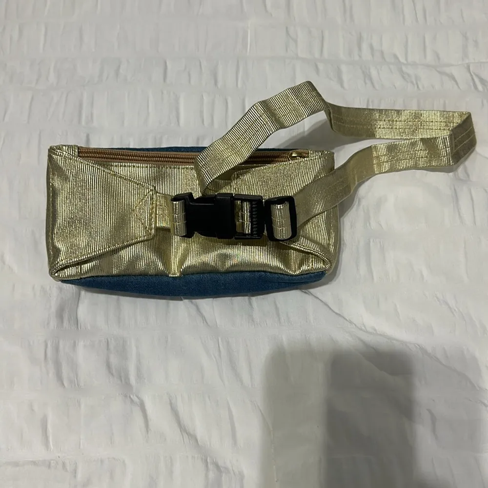 Denim and gold bum bag Blue - Image 2