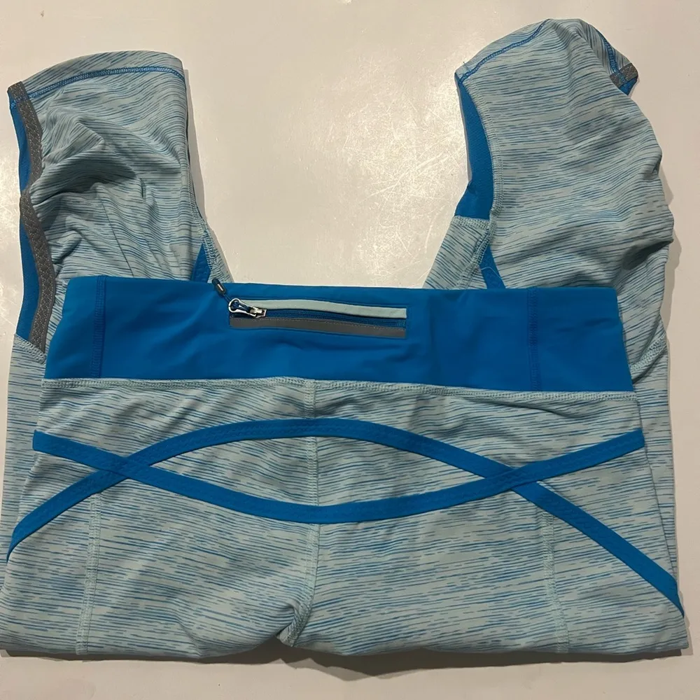 Lululemon Ocean Run Blue & White Stripe Crop Yoga Leggings - Image 7