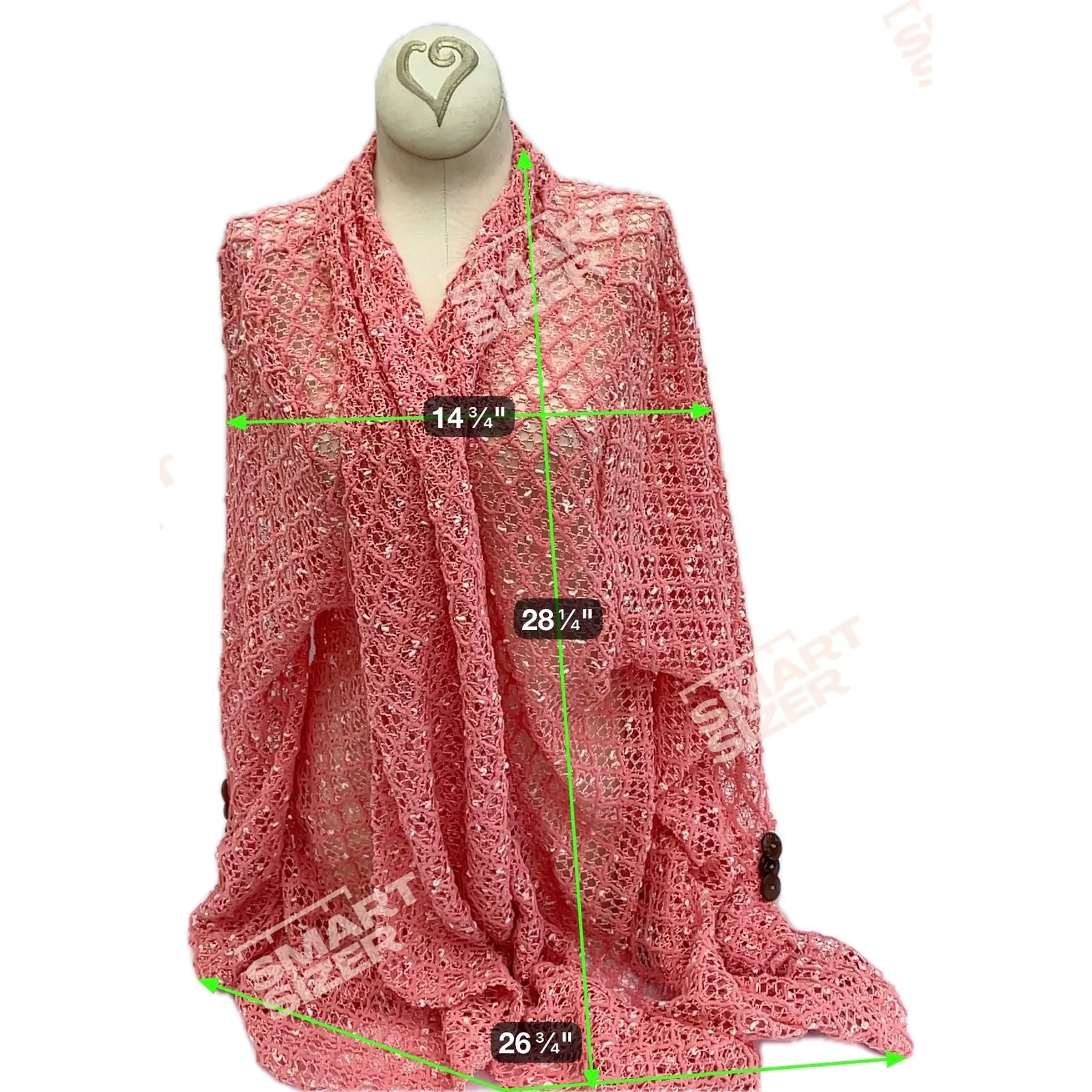 Karen Hart 2X Coral Open Knit Cardigan Wrap Sweater Lightweight Boho‎ Layering Size XXL - Image 4