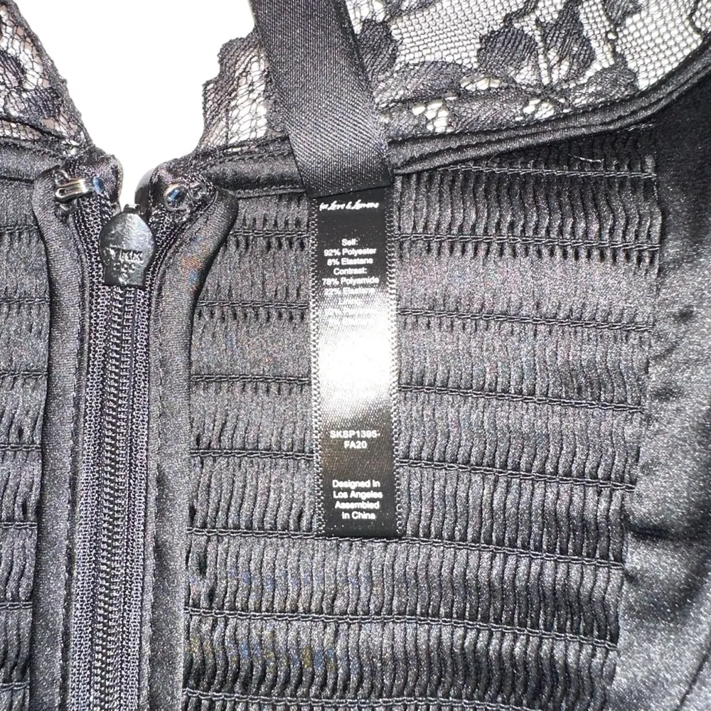 For Love & Lemons August Black Floral Satin Fit And Flare Mini Dress LARGE - Image 6