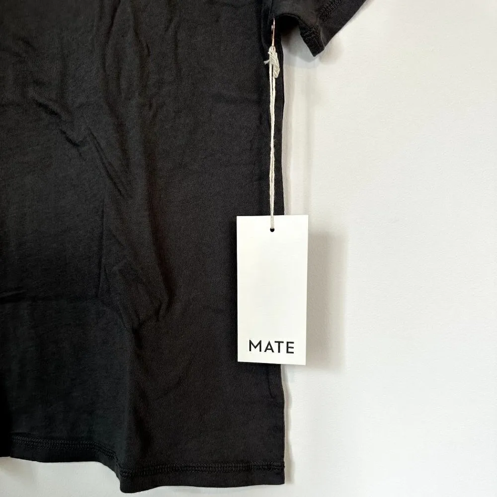 NWT MATE the Label Charcoal Organic Cotton Raw Neck Boxy Tee - Size XS - Image 5