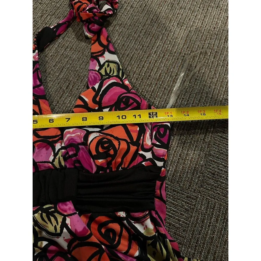 Vtg Y2K Speechless Dress Size XS Short Sun Dress Floral Halter Pink White Black - Image 9