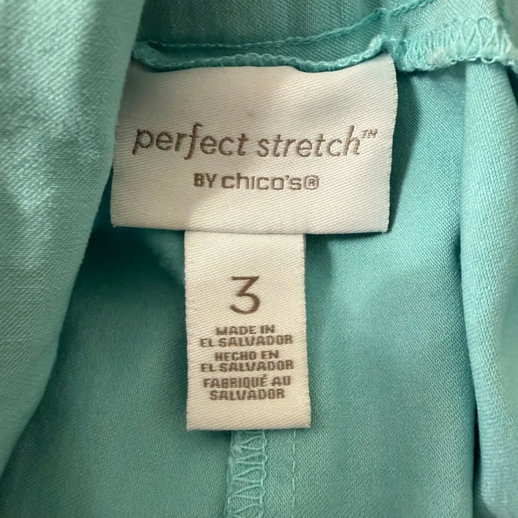 Chico’s Perfect Stretch Aqua Blue Pull On Pants XL - Image 8