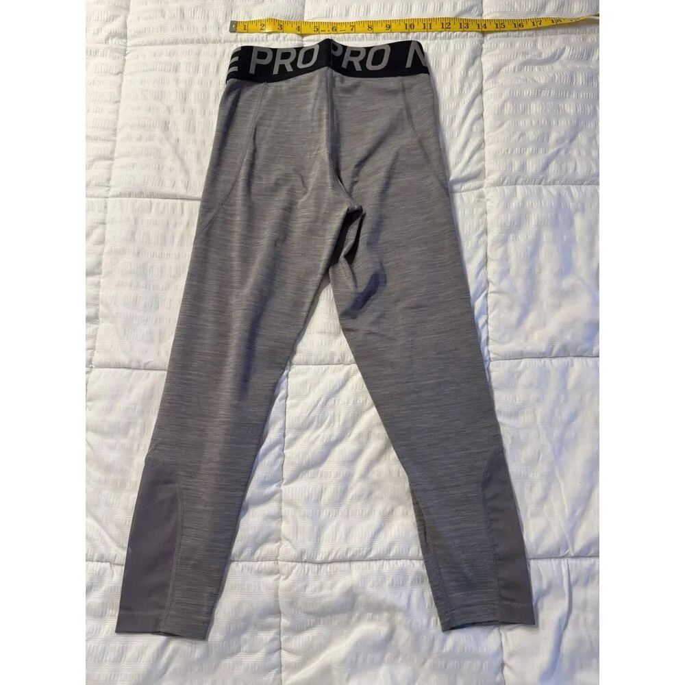Nike Pro Gray Leggings Black Waist Band Dri-Fit Women's Small - Image 5