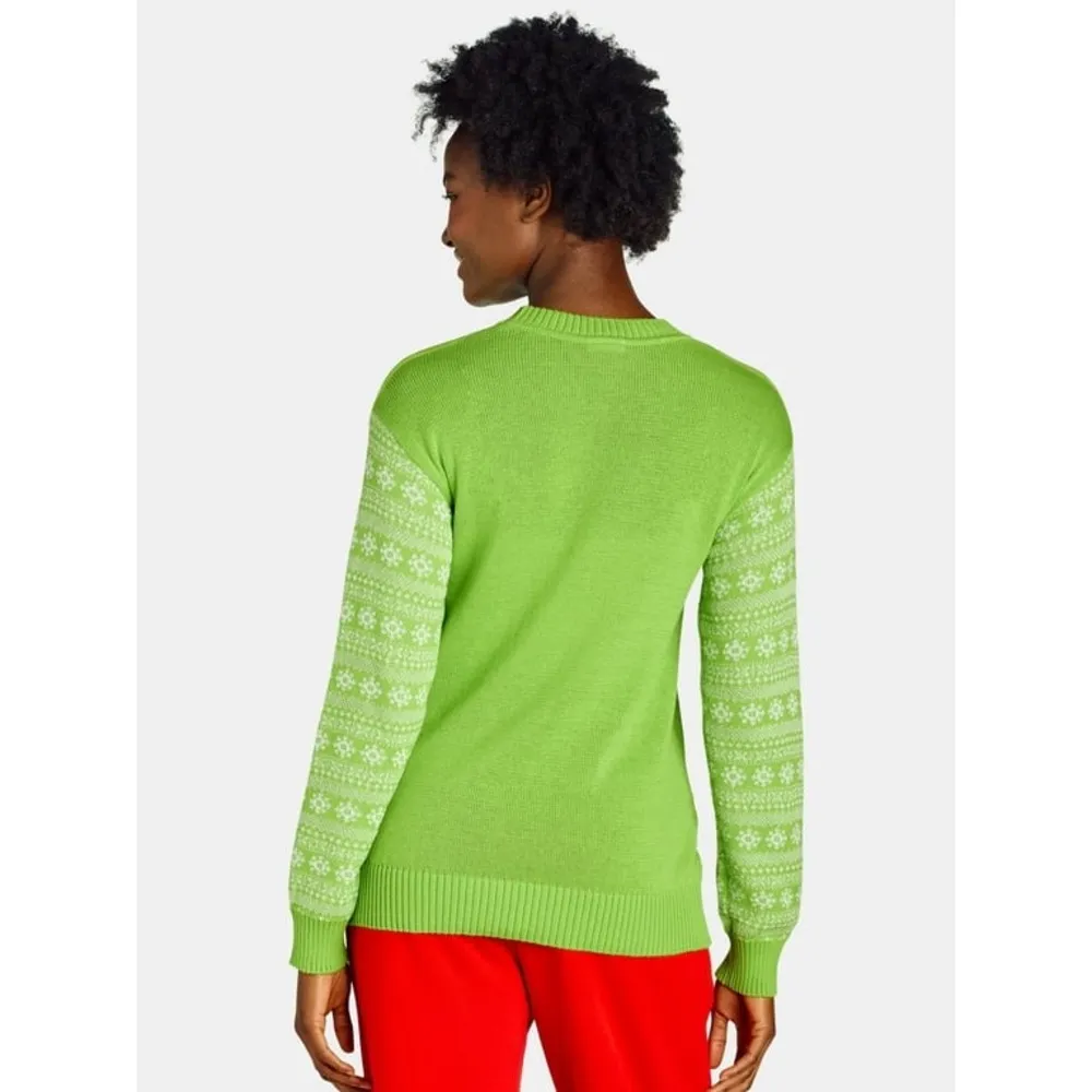 Women's Christmas The Grinch Red Blah Blah Blah Green Sweater Top XL 16 - Image 2