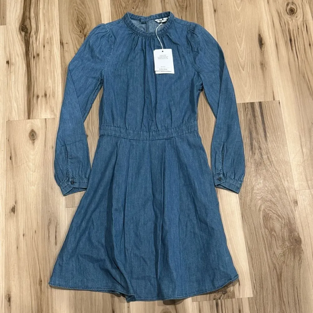 NEW & Other Stories Denim Blue Chambray Long Sleeve Short Dress Women’s 4 - Image 3