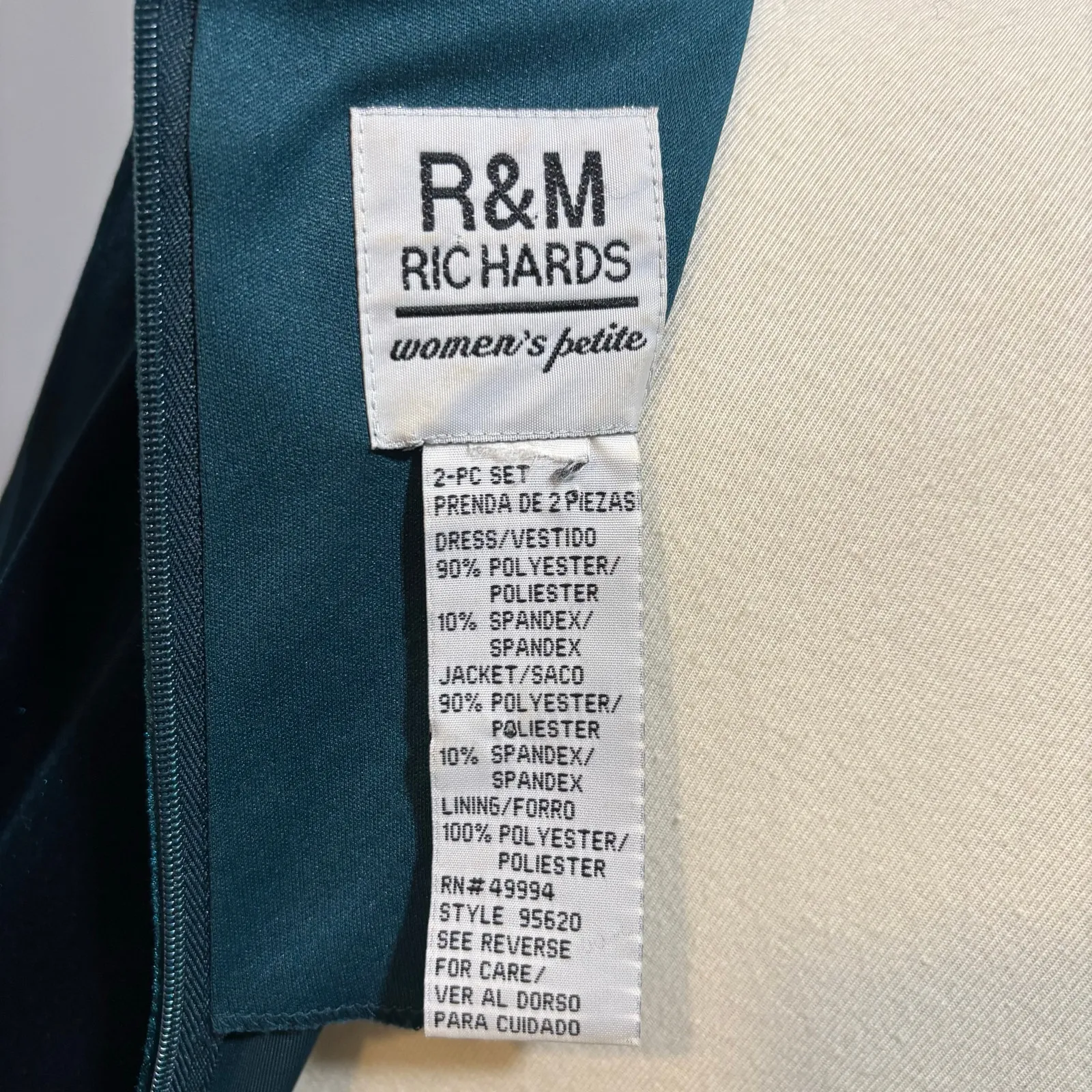 Vintage, retro dark teal emerald Velvet party Dress NYE New Years, size medium - Image 7