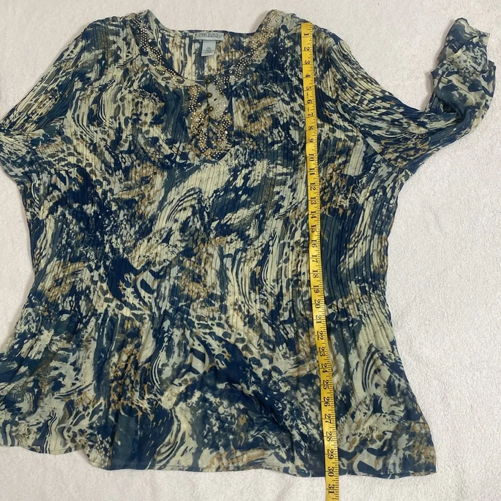 Catherines Artistic Blue and Tan Blouse Size 2X - Image 3