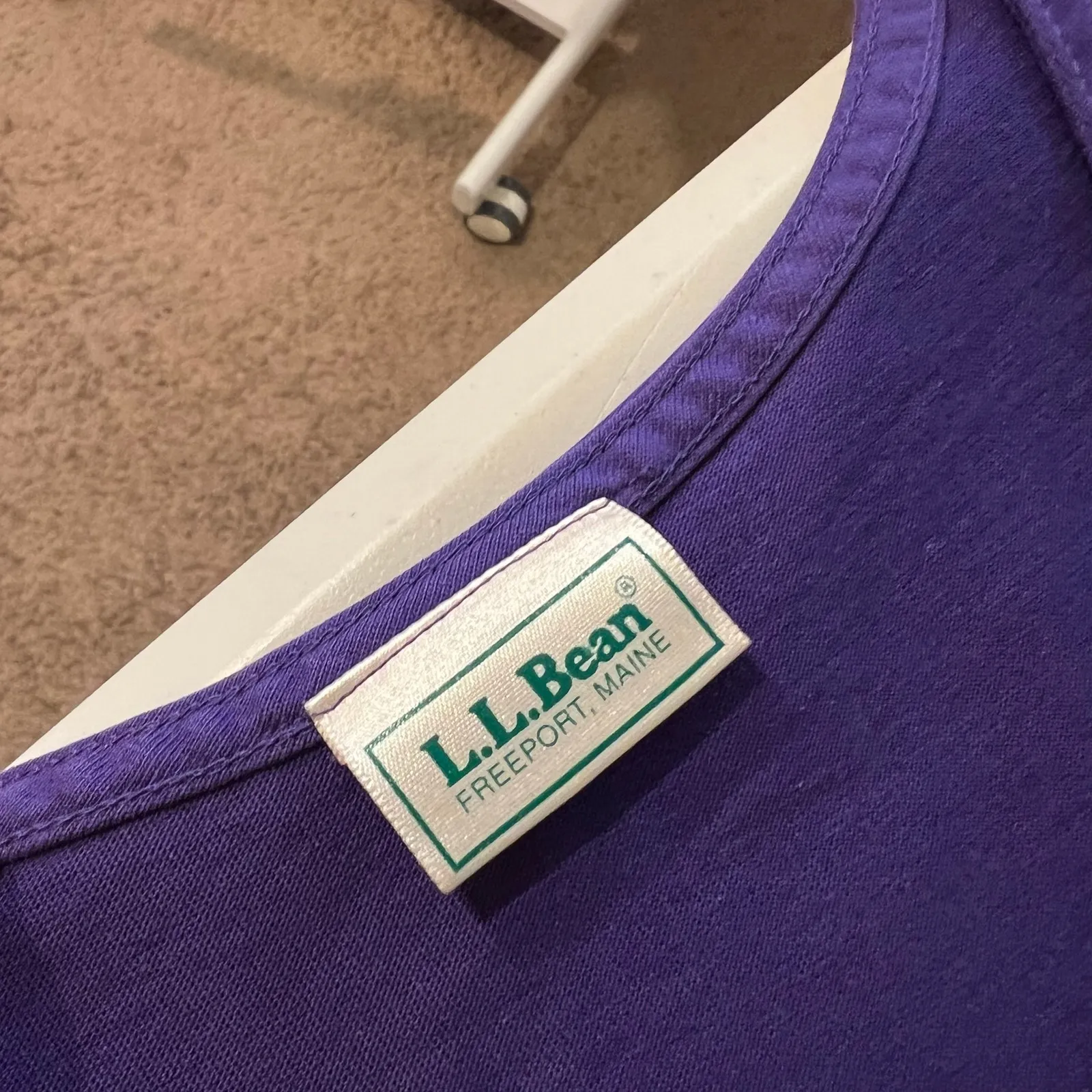 L.L. Bean USA Purple 100% Cotton Overall Jumper Dress Size Large Button Sides - Image 6