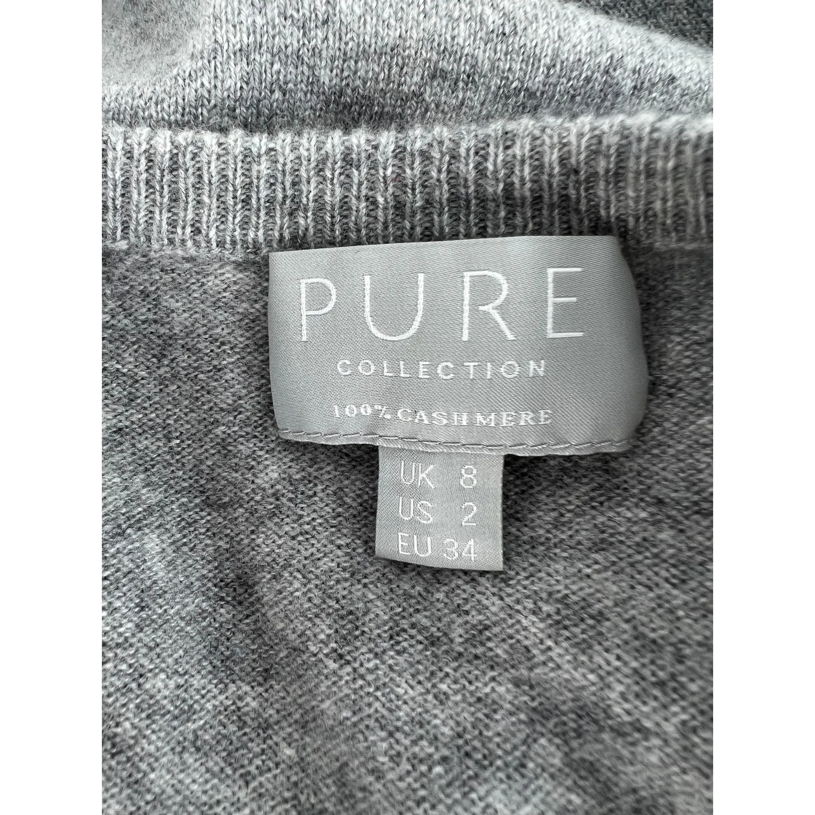 PURE Collection Cashmere Pullover 3/4 Sleeve Sweater Gray Size 2 - Image 9