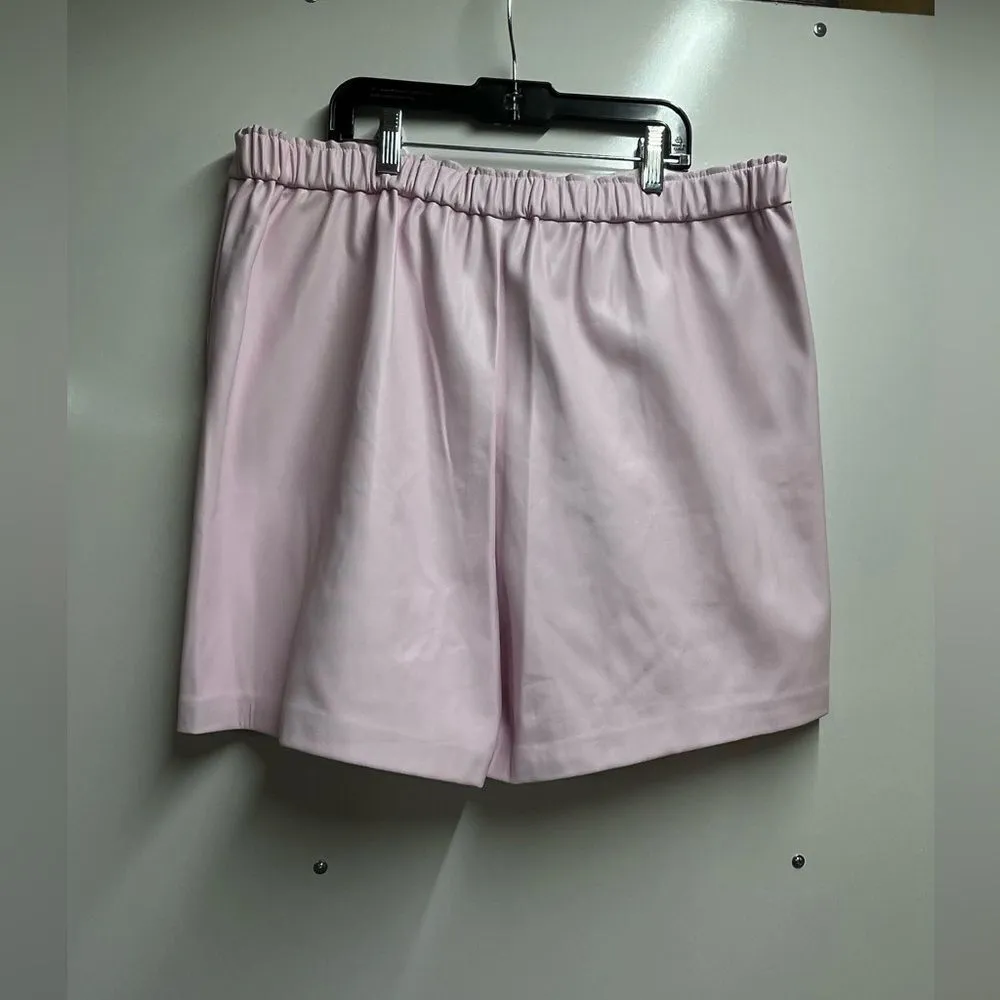 Halogen NWT Faux Leather & Faux Suede Shorts In Pink Dogwood size Large womens - Image 4