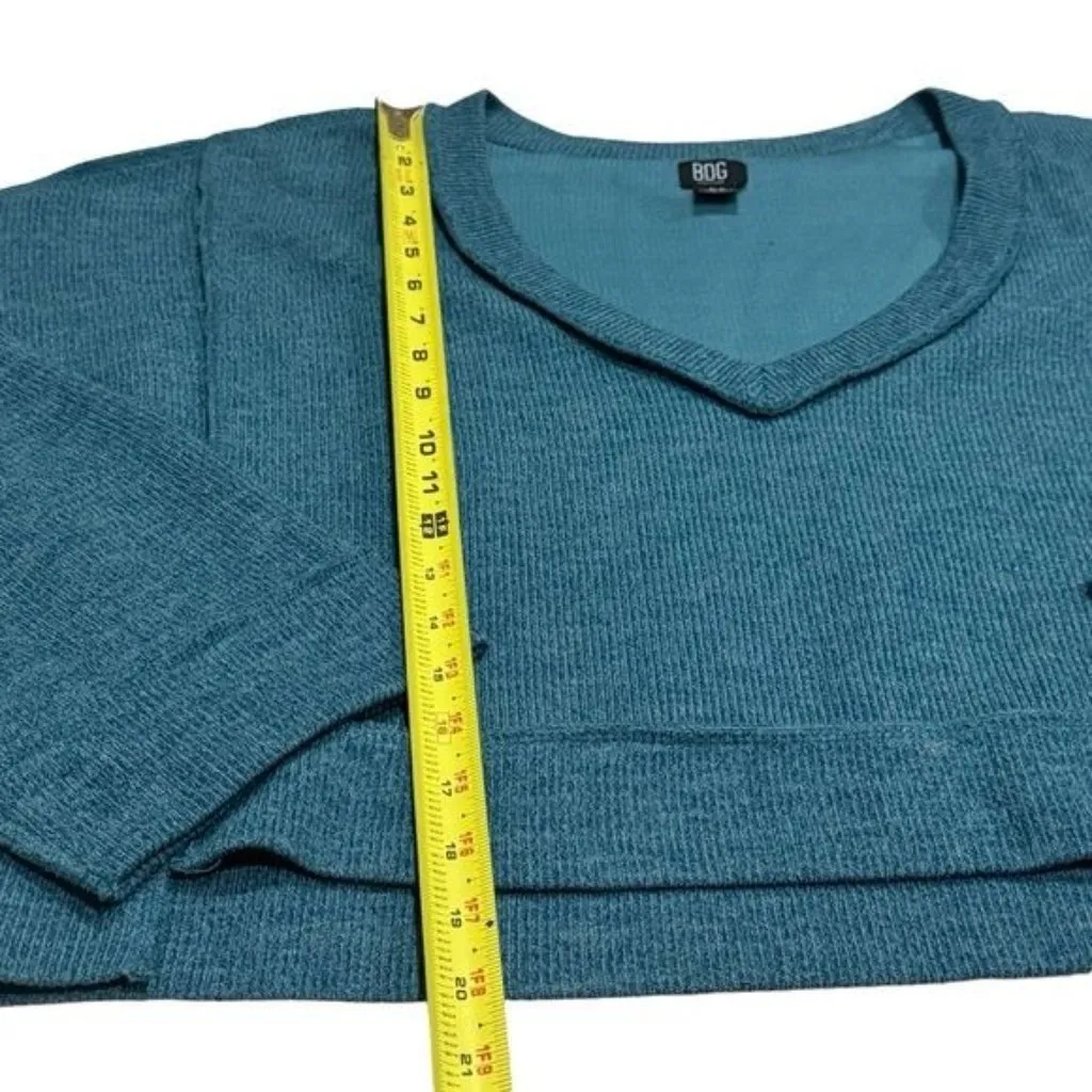 BDG Urban Outfitters Teal Knit Three Quarter Sleeve Oversize Croptop Coastal S - Image 7