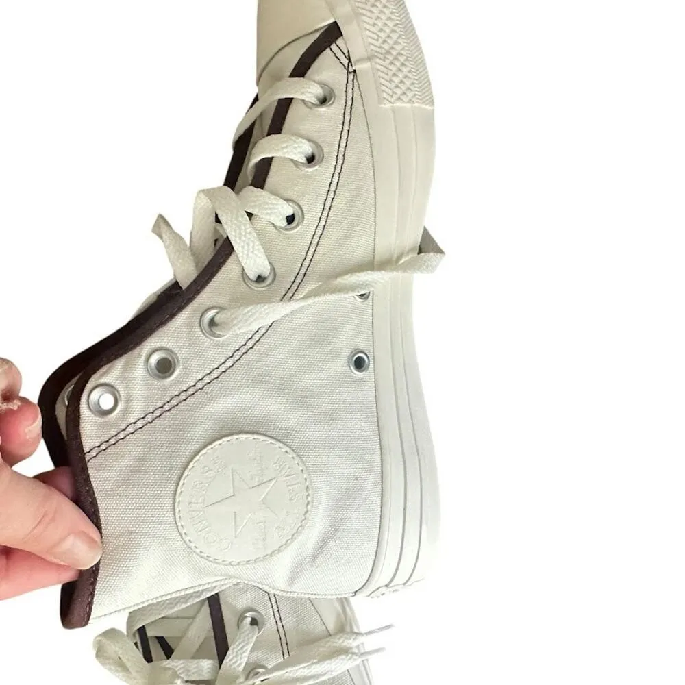 Converse By You High Top Shoe Sneaker Womens 7.5 White Brown Wellness Club - Image 3