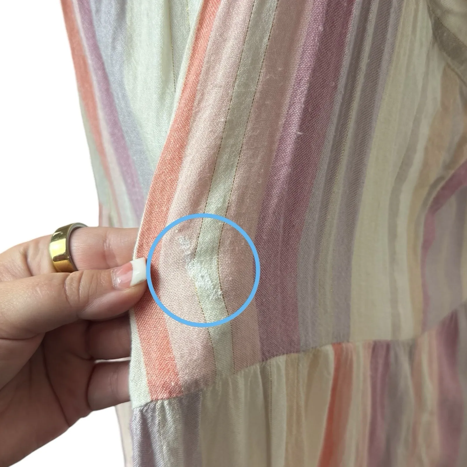 Rails Amaya Midi Dress in Juliette Stripe Linen Blend Coastal Resort Vacation XL - Image 5