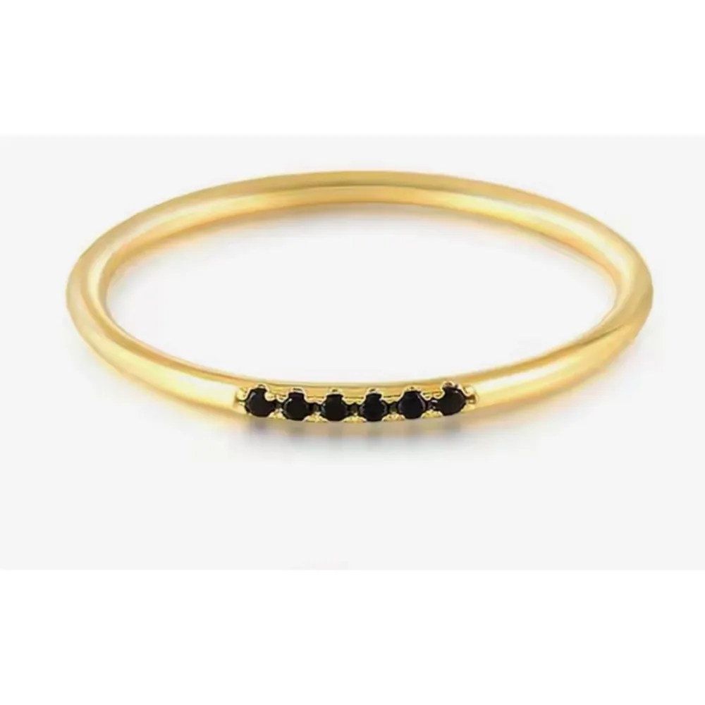 NEW Women's Dainty Gold Filled‎ Black & Synthetic Diamond Ring Size 7 - Image 10