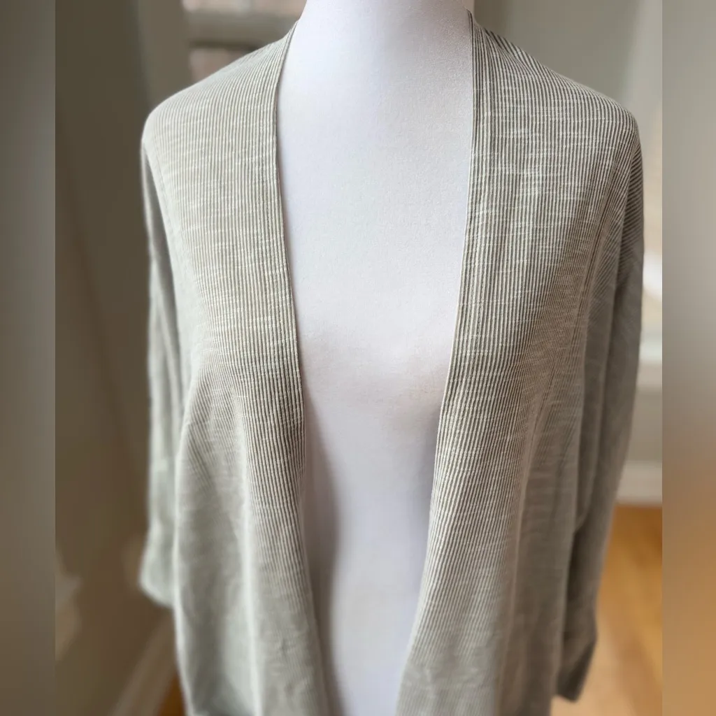 DONNI Sandwash Tan and White Stripe Cardigan Robe Size Large Tall NWT - Image 6