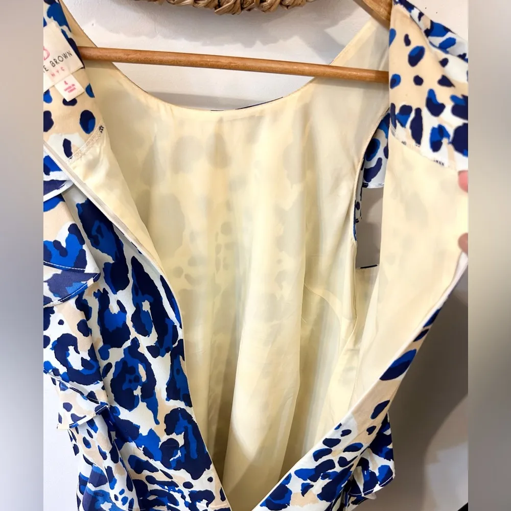 Julie Brown NYC Leah Sleeveless Ruffle Dress in Blue Jaguar Print Size 4 - Image 9