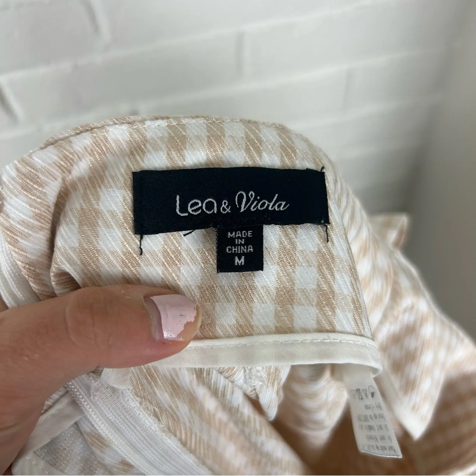 Lea & Viola Cream White Gingham Plaid Ruffle Wrap Skirt Size M - Image 4