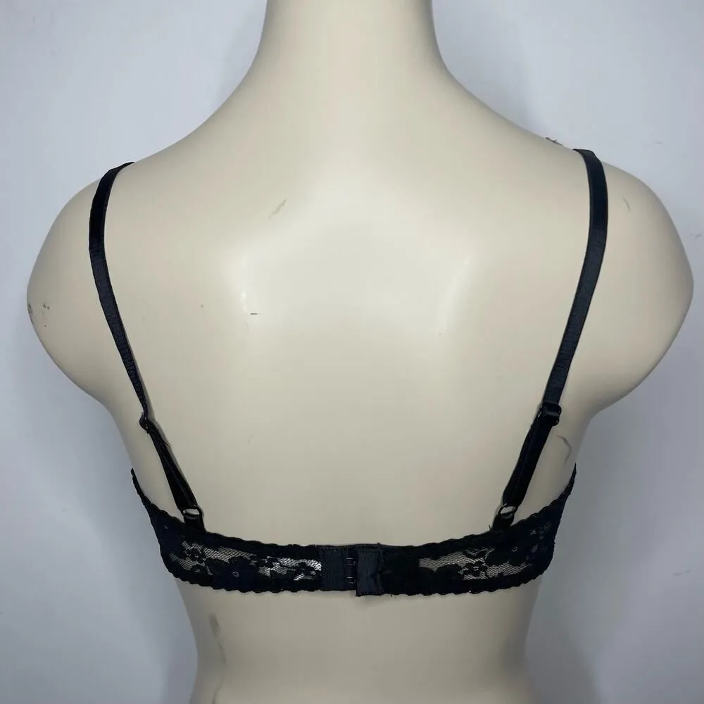 Rampage Intimates Bra 34D Black Lace Floral Lined Underwire Padded Feminine - Image 3