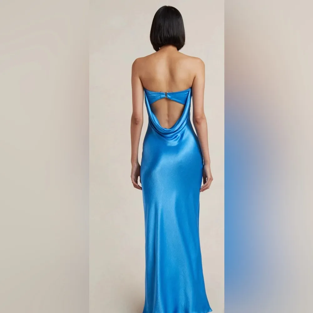 bec + bridge moon dance Strapless Satin Blue Dress Size 4 - Image 3