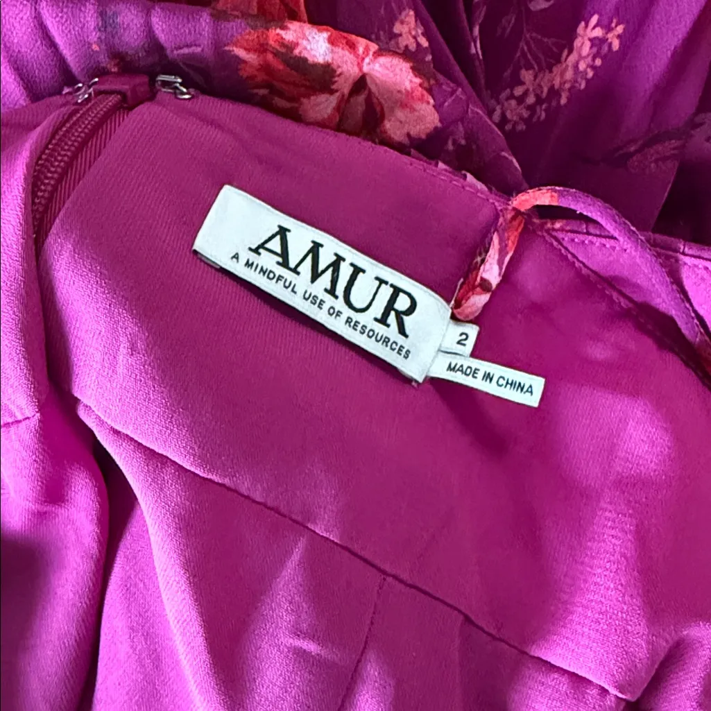 Amur Catarina V Neck Pleated Dress 2 Pink - Image 13