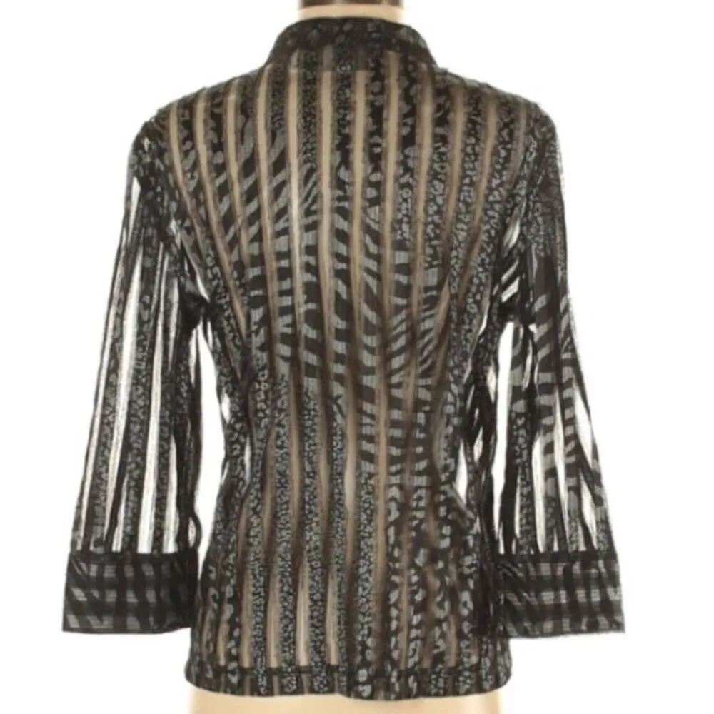 Chico's Chico’s Animal Print Sheer Striped Jacket Black 0 - Image 11