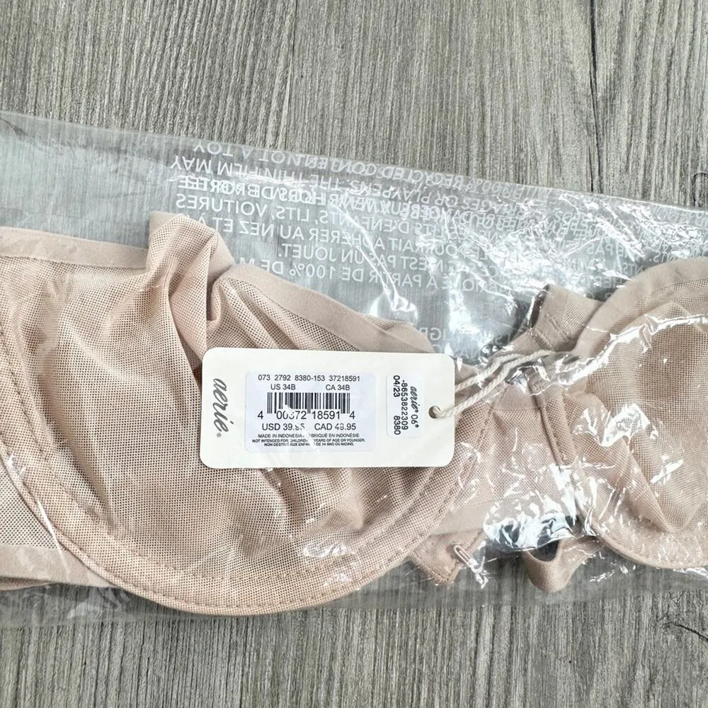 Aerie Smoothez Mesh Balconette Unlined Tan Bra NWT 32B / 34B - Image 7