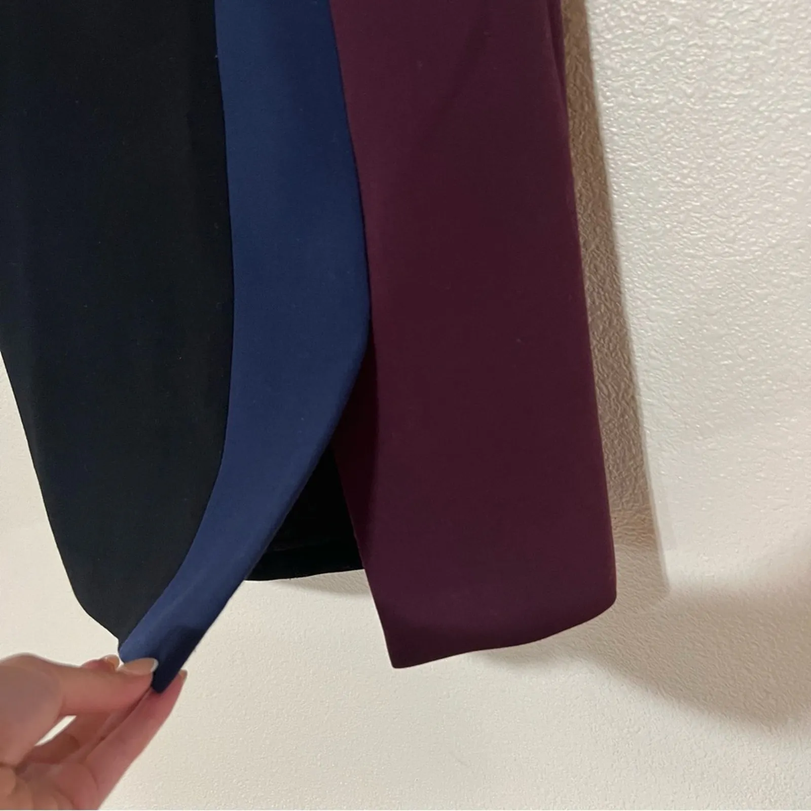 BOSS Hugo Boss Velivia black burgundy blue colorblock wool pencil skirt 10 - Image 4