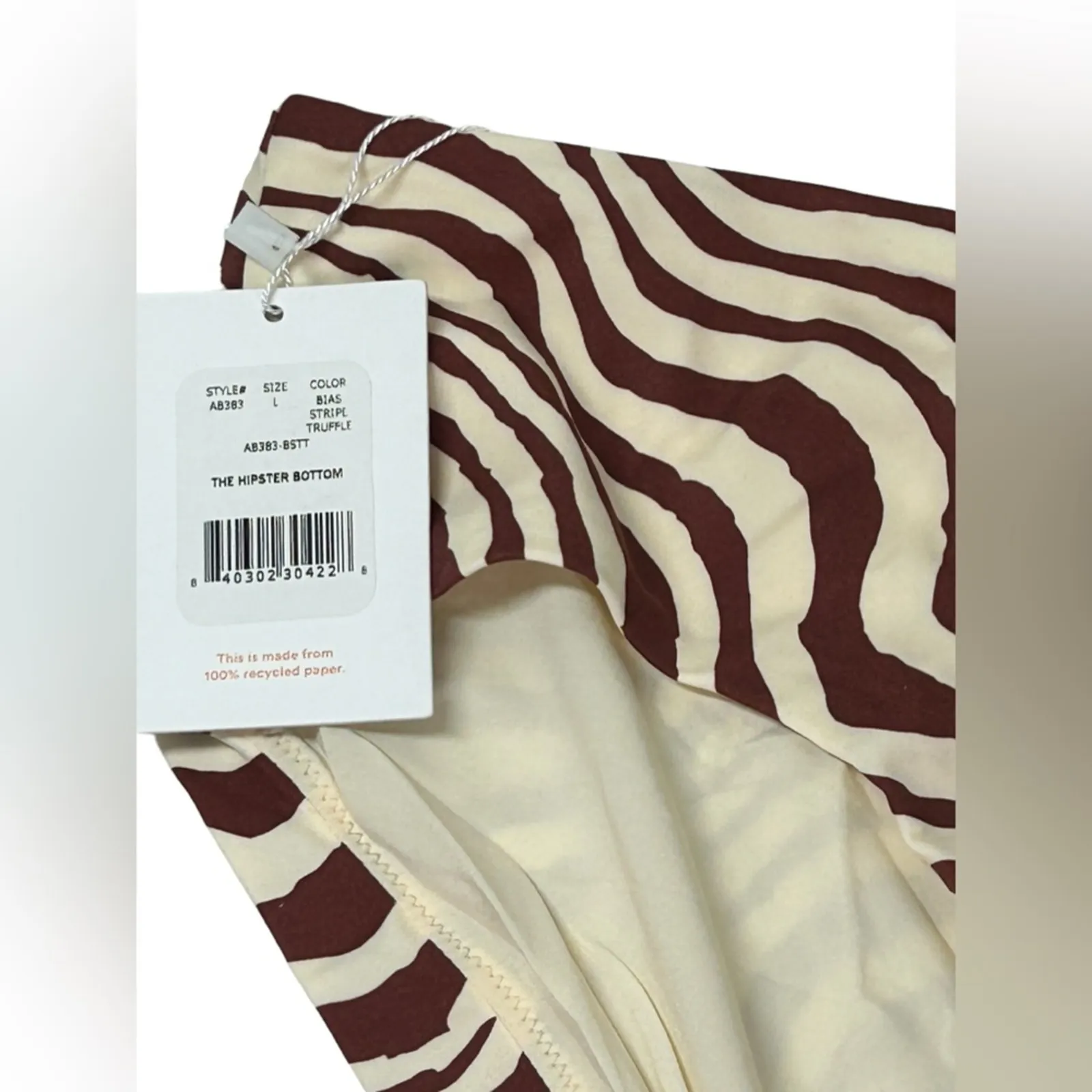 Andie Swim The Hipster Bias Truffle Stripe Bikini Bottom NWT Size Large Brown - Image 4