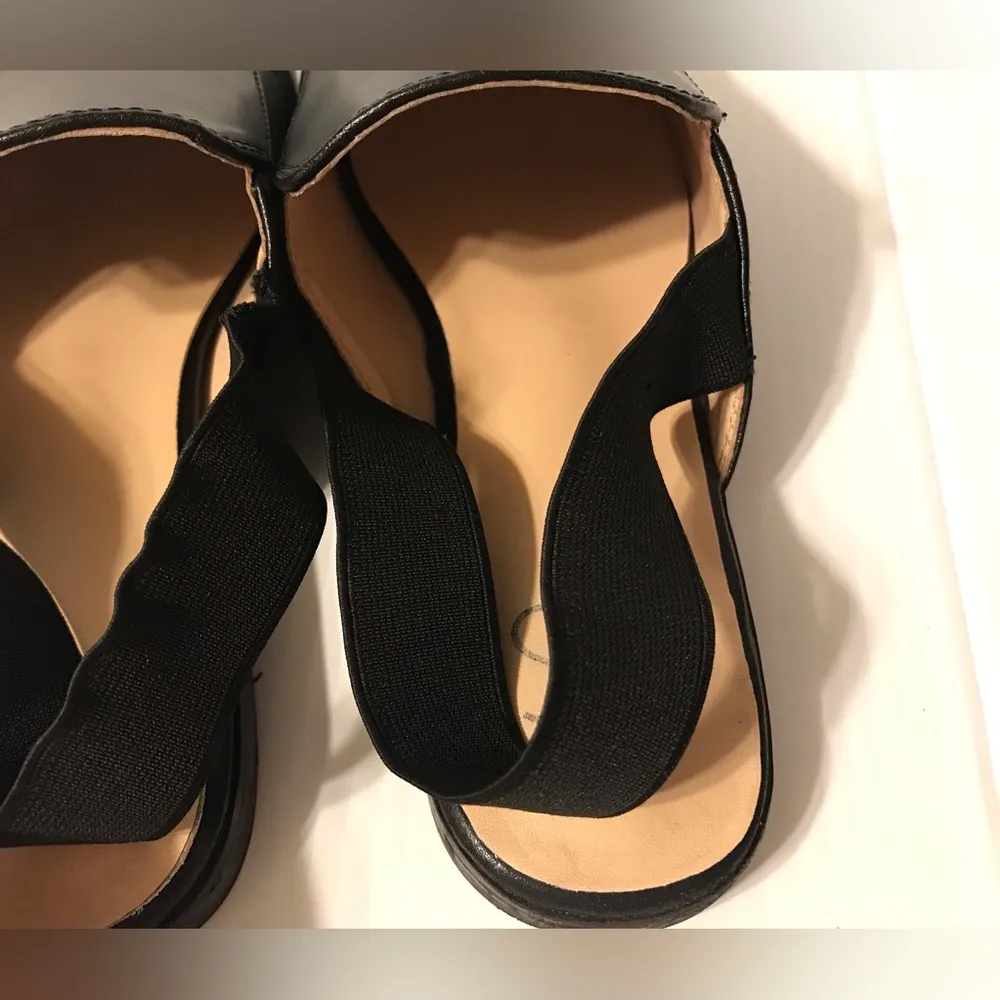 SV leather sling black flat shoes mules women size 39 - Image 6
