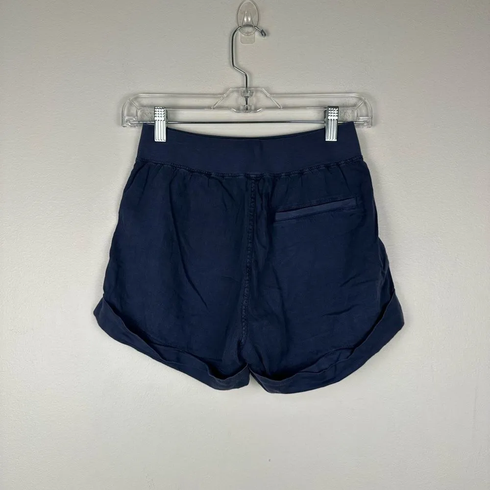 Faherty Cuffed Arlie Day Linen Shorts 3" relaxed Navy Blue Sz XS - Image 5